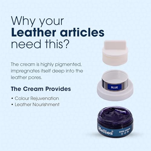 Image of Helios shoe cream with applicator | Shoe Polish for Leather | Boot, Purse, Belt, Handbag, Jacket | Leather Conditioner | 48 GM