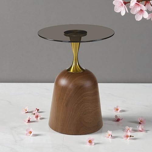 Image of The Attic Bella Luxe End Table Gold Finish Modern Accent,Honey