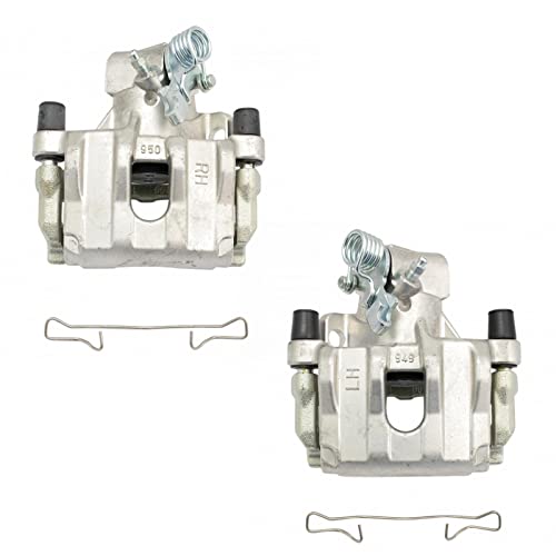 Image of TRQ Rear Driver and Passenger Side Brake Caliper Set Caliper Brackets Hardware Compatible with 09-13 Mazda 3 i