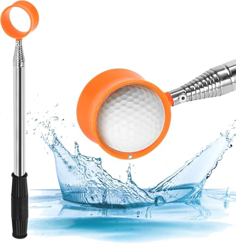 Golf Ball Retriever, 9ft/12ft Golf Ball Retriever for Water Telescopic, Two-Sided, Stainless Steel Telescopic Shaft, Golf Ball Grabber Golf Accessories (12ft)