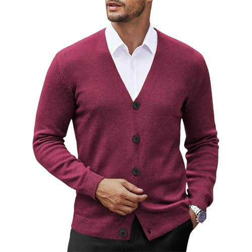 Men's Cardigan Sweaters Outdoor Casual Lightweight Button Down V Neck Knitted Outerwear