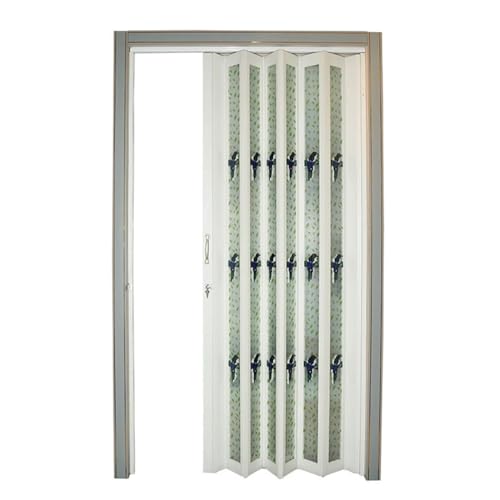 Puerta de acordeón telescópica con cerradura, marco de aluminio, panel de PVC, divisor de habitación, puerta corredera de armario para baño, 45 x 80 pulgadas