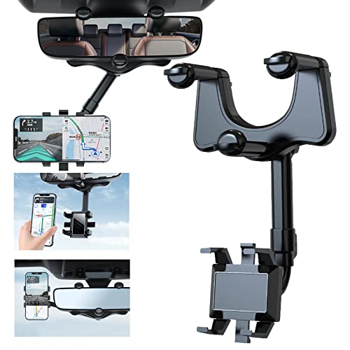 TOYVIDDY Support de téléphone de voiture rotatif et rétractable à 360 degrés, support de rétroviseur de voiture multifonction réglable pour tous les téléphones portables