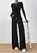 PRETTYGARDEN Matching Sets Women Clothing 2026 Fall Fashion Travel 2 Piece Lounge Sets Long Sleeve Crop Top Wide Leg Pants (Black,Small)