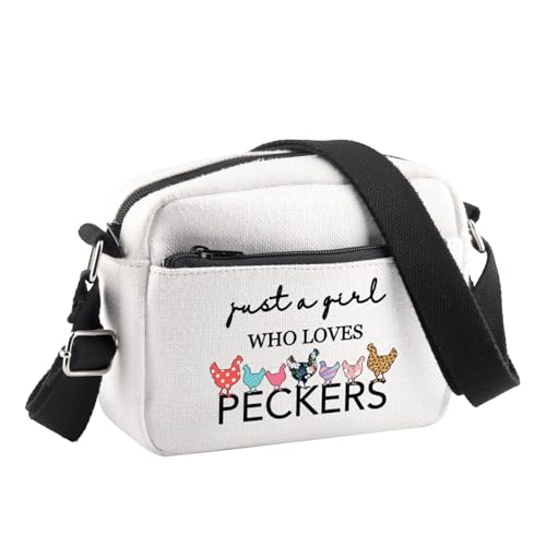 BDPWSS Chicken Crossbody Bag Chicken Lover Gift Just a Who Loves Peckers Chicken Farmer Gift Chicken Owner Animal Lover Gift