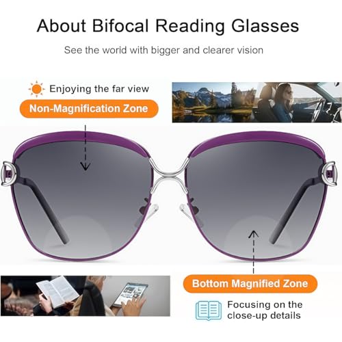 ICARA Classic Oversized Polarized Bifocal Reading Sunglasses for Women Composite TR90 UV 400 Protection Fashion Retro Eyewear2