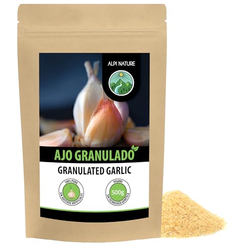 Alpi Nature Ajo Granulado 500g, Ajos Secos y Picados, Condimento de Ajo Granulado