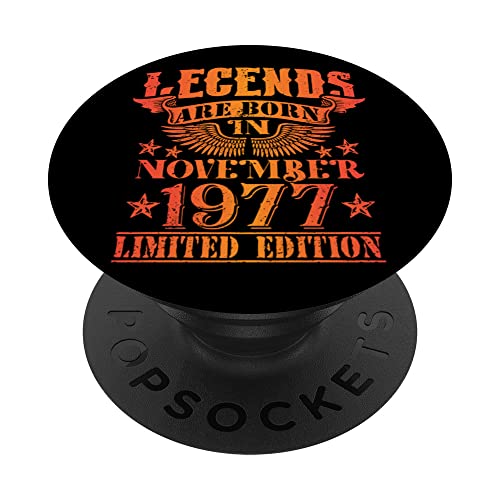 Cumpleaños Noviembre 1977 Edición Limitada Regalo Vintage PopSockets PopGrip Intercambiable
