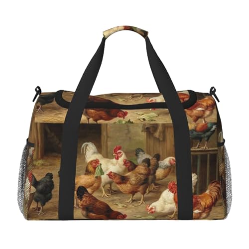 WSHFFILO Sac de voyage à bandoulière avec imprimé poulet rôti, Noir , Taille unique