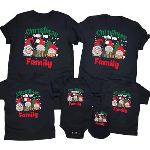 Image of Merry Christmas Family Shirts Plus Size Tops Couple Outfit Tee Parent-Child Short Sleeves Christmas Top
