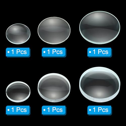 PATIKIL 5cm,10cm Schwerpunkt Länge Doppel Konvex und 7.5cm,10cm Schwerpunkt Länge Doppel Konkavlinse 1 Set 6 Pack Glas Optically Polished Round Edges Lens Clear