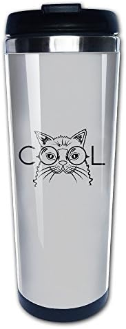 Cool Cat With Glasse Coffee Tea Mug Coffee Thermos Stainless Steel Great For Any Cold Or Hot Drinks