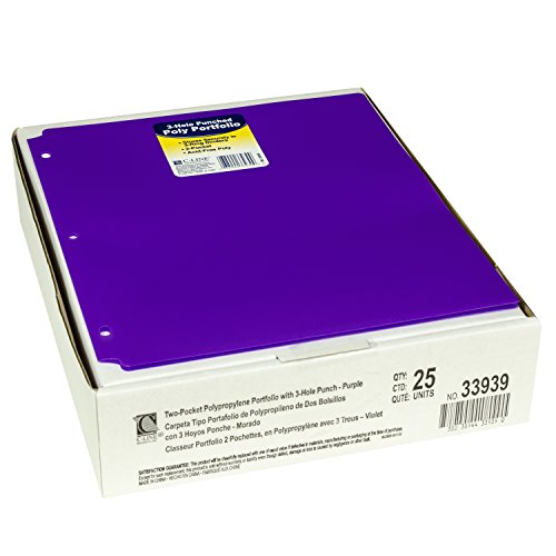 C-Line Two-Pocket Heavyweight Poly Portfolio Folder With Three-Hole Punch, Box Of 25, Purple (33939-25) #TOP1