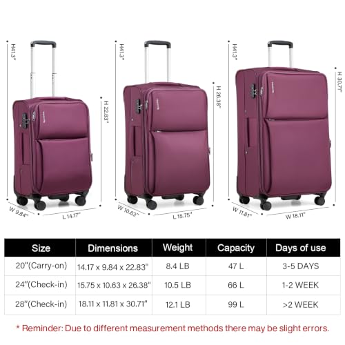 Image of Hanke Medium Checked Luggage, 24 Inch Suitcase with Garment Compartment