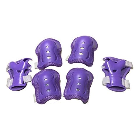 fantasycart Kid's Roller Blading Wrist Elbow Knee Pads Blades Guard 6 PCS Set Christmas (Purple) Cover