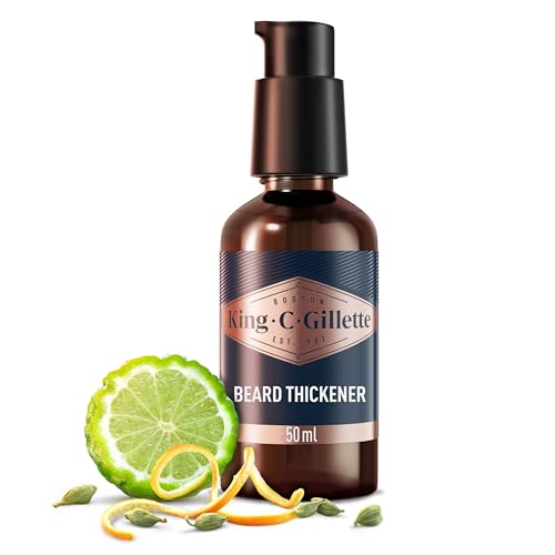 King C. Gillette Mens Beard Thickener Fuller & Thicker Beard In 14 Days Infused With King C. Signature Scent With Notes Of Sandalwood Cedar Bergamot Cardamon Seeds And Mandarin 50ml