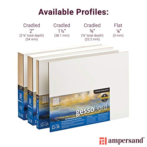 Ampersand Art Supply Gesso Wood Painting Panel: Museum Series Gessobord, 11" x 14", 1/8" Flat Profile