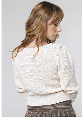Suéter de Tricot Mangas Bufantes Gola Canoa Sob Off White (M)