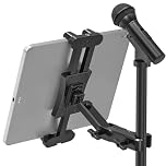 Jubor Tablet Microphone Stand, Tablet Holder for Microphone Stand 360° Swivel, iPad Mic Music Mount Phone Holder Compatible with iPad/Pro/Air/Mini And All Smartphone 4.7-13.5 Inches