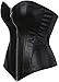 Corsets for Women Faux Leather Corset Top Steampunk Corsets Zipper Bustier Pirate Costume Black Medium