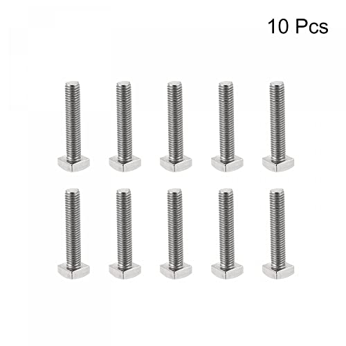 Image of uxcell Square Head Bolt, 10pcs M5x25mm Fully Thread 304 Stainless Steel Grade C Square Machine Screws