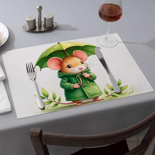 Sets de table de cuisine souris au parapluie pour des repas joyeux - 2
