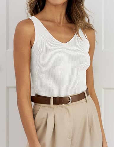 ZESICA Womens Ribbed Tank Tops Summer Sleeveless V Neck Shirts Casual Sexy Slim Fitted Basic Knit Tees2