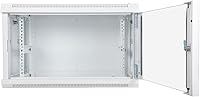 Vista 5 de NavePoint Gabinete de red 9U con puerta de vidrio Armario de servidor de montaje en pared de 9U, rack blanco de 19 pulgadas para equipos de TI