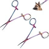 2 Stück Haustier-Ohrhaarzieher für Hunde, 14 cm, gerade Spitze, Haustier-Ohrhaar-Hämostat-Zupfzange, Edelstahl-Epilationswerkzeuge
