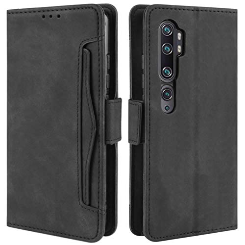 HualuBro Funda para Xiaomi Mi Note 10, Funda Libro de Premium PU Cuero con Ranura para Tarjetas y Billetera Flip Cover Magnético Carcasa para Xiaomi Mi Note 10 / Mi Note 10 Pro Case, Negro