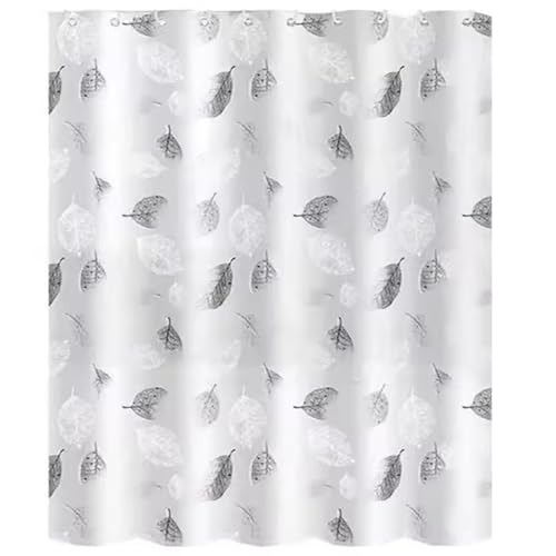Cortinas de Baño 180 X 200 cm,Cortina de Ducha,Cortina Ducha Antimoho,PEVA Cortina de baño con 12 Anillas para familias,Dormitorios,Hoteles,Patrones de Hojas