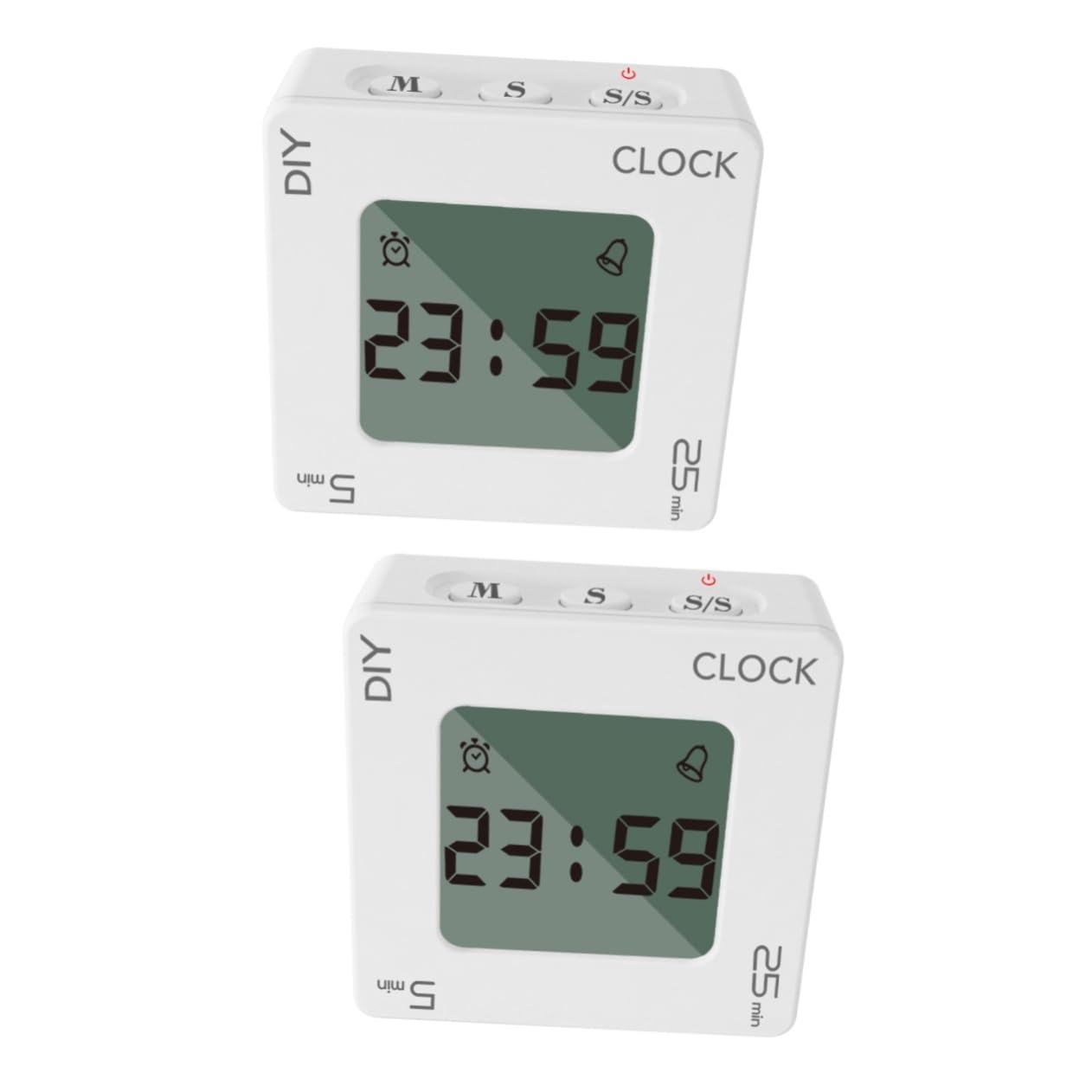 IMIKEYA 2pièces Minuteur Électronique Portable à avec Alarme Et Écran Lumineux Chronomètre pour Cuisine Bureau Blanc sans Batterie
