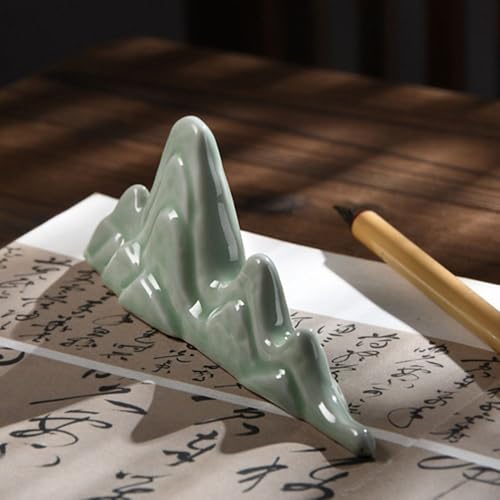 Image of Ceramic Pen Holder & Brush Stand - Green - Calligraphy & Painting Brush Organizer