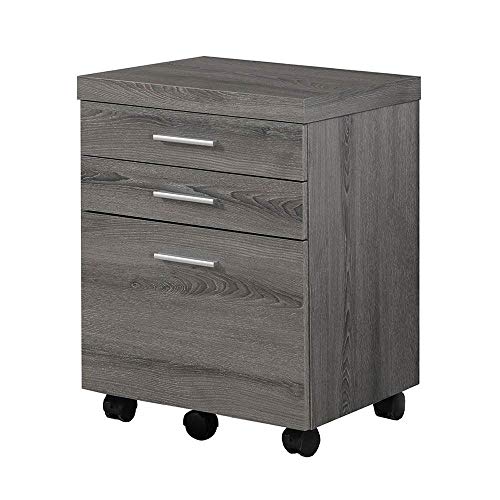 Monarch Specialties 3 Drawer File Cabinet - Filing Cabinet (Dark Taupe)