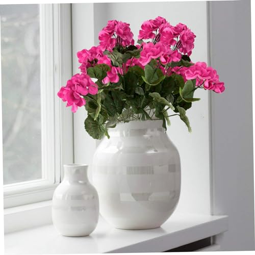 Géraniums fleurs artificielles réalistes rose rouge 12 pcs pour déco maison - 4