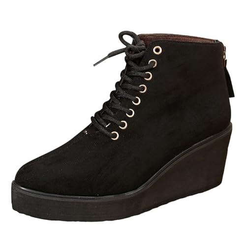 Bottine femme talon confort noir avec doublure chaude bottes mi-mollet