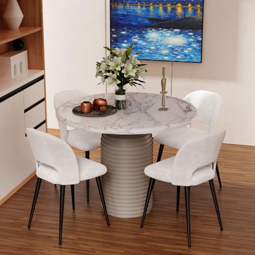 Chleby Juego De 4 Sillas De Comedor De Terciopelo Sillas De Cocina Con Respaldo Sillas Asiento Tapizado Sillas De Salón Patas De Metal Para Cocina Salón Restaurante Blanco Chleby Juego De 4 Sillas De Comedor De Terciopelo Sillas De Cocina Con Respaldo Sillas Asiento Tapizado Sillas De Salón Patas De Metal Para Cocina Salón Restaurante Blanco