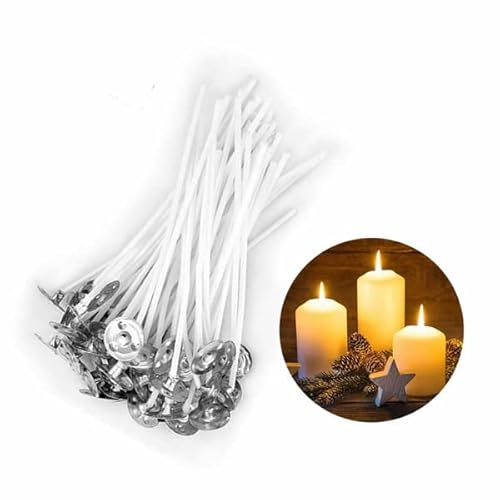 GoSupplies, Mechas de Algodón Natural Pre-Cerado de 15cm con Lengüetas de Sujeción Para la Fabricación de Velas Caseras Mecha Sin Humo Apta Para Todo Tipo de Cera (10x mechas), Blanco, WICKS-10x15cm Cover