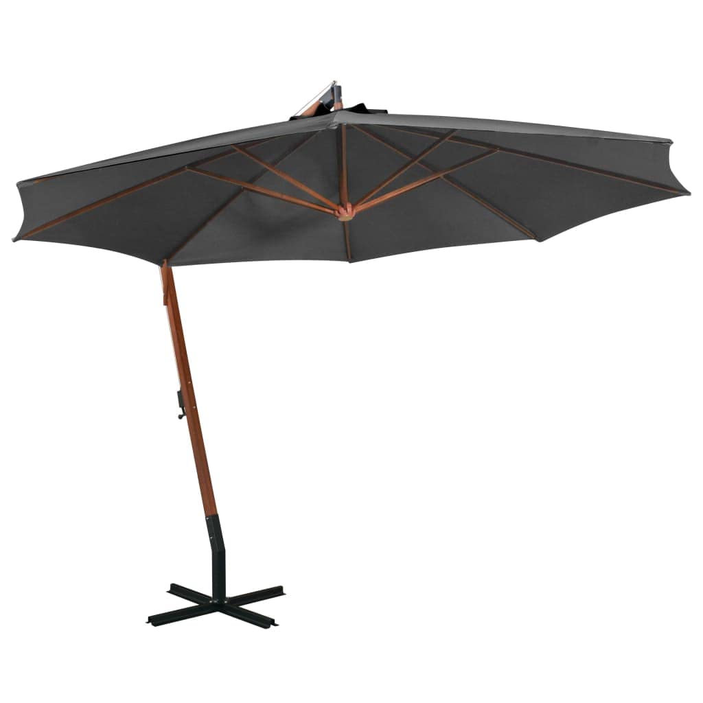 vidaXL Sombrilla jardín Colgante Palo Madera Abeto Antracita 3,5x2,9 m