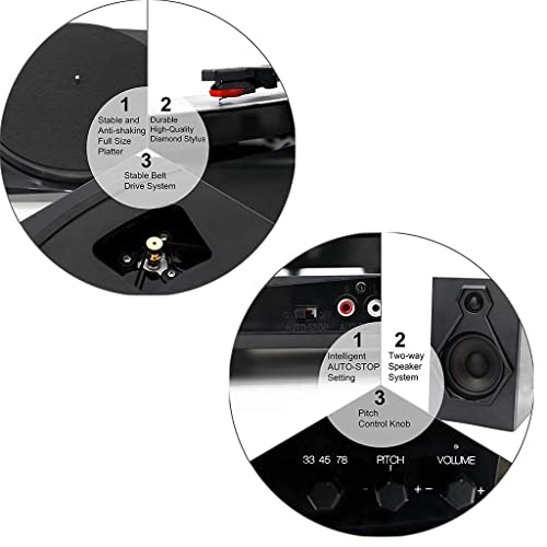 Tourne-Disque, Tourne-Disque phonographe, Lecteur de Vinyle avec 2 Haut-parleurs stéréo séparés, Tourne-Disque Bluetooth… - Les Beatles, Paul McCartney, John Lennon, RIngo Starr, George Harrison Tourne-Disque, Tourne-Disque phonographe, Lecteur de Vinyle avec 2 Haut-parleurs stéréo séparés, Tourne-Disque Bluetooth… – Image 5