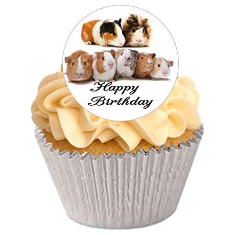 12 Large Pre Cut Guinea Pig Edible Premium Disc Wafer Cupcake Decorations Toppers - by Kreative Cakes Cover