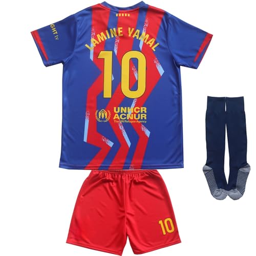 LeenBD #10 Y.Custom Special Kids Soccer Jersey Shirts Football Futbol Socks Set Youth Sizes(Red 24).