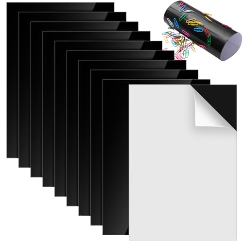 Pangda 10 Pack 8.5' x 11' Magnetic Sheets with Adhesive Backing 30 Mil Flexible Steel Vinyl Magnet Sheet for Crafts Magnetic Stickers Photos Kitchen Fridge Home Office