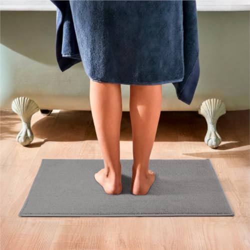 Image of Welspun Premium Bath Mats Large for Hall, Bedroom & Living Room | Solid Design | Anti Skid | More Absorbent | Soft Feel | Machine Tufted | (2 x 3 ft, Light Grey)