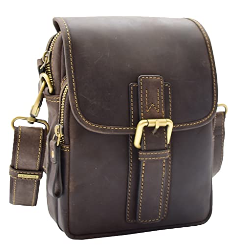 Sac en cuir véritable homme Alex marron hunter petit format pour tablette et papiers