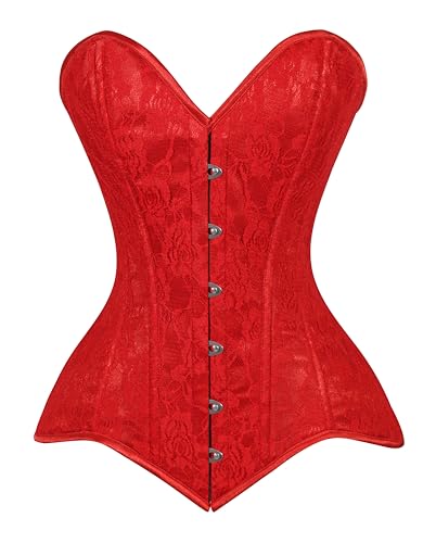 Daisy Corsets Womens Red Lace Overbust Corset Bustier Top & Plus Size - Lingerie & Fashion