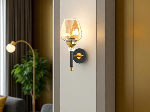 Image of Prop It Up Vintage Wall Light for Hall, Glass Bell Shade wall lamp for Home, Golden Antique Finish, LED Compatible, 60W E27 Base,Bulb not Included