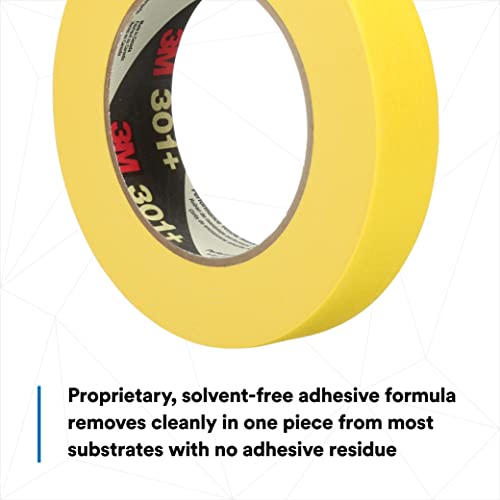 Image of 3M Performance Yellow Masking Tape 301+, High Performance Holding and Masking Tape for Automotive, Specialty Vehicle, Aerospace and Industrial Markets, 24 mm x 55 m, 5.4 mil, 36 /Case