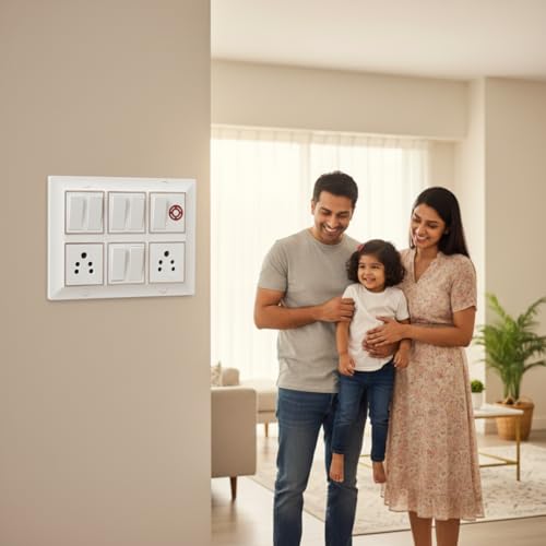 Image of A1 LED 12 Modular Gang Box Switch Board with 7 Switches, 2 Socket & Indicator | Wall Mounted Electrical Panel for Home, Kitchen, Office | Heavy Duty Shockproof Durable Design