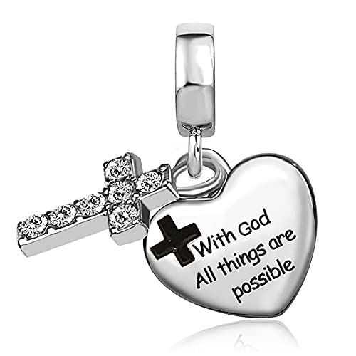 JMQJewelry Cross Religious Father Mother Heart Gifts Christian God Birthstone Birthday Birthstone April White Womens Bead Charms for Bracelets Girls Grandma Son Daughter Brother Sister Graduation Jewelry 2021